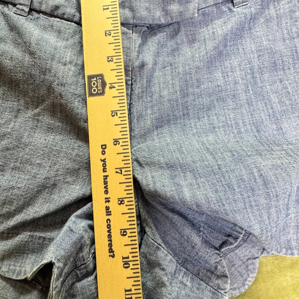 Crew 100% Linen Scalloped Hem Shorts Chambray Resort Vacation Preppy - Picture 7 of 9